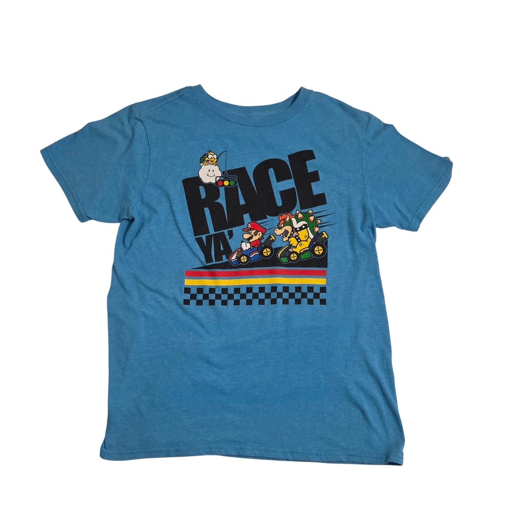 Nintendo Mario Kart Race Ya Boys Blue Graphic short sleeve T-Shirt Kids Large